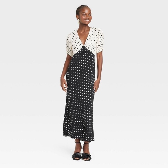 Women's Crepe Puff Short Sleeve Midi Dress - A New Day Size XXL - Picture 1 of 2
